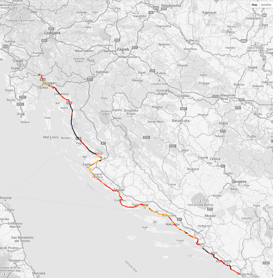 karta jadranske magistrale EuroRAP: Jadranska magistrala najrizičnija cesta u Republici  karta jadranske magistrale